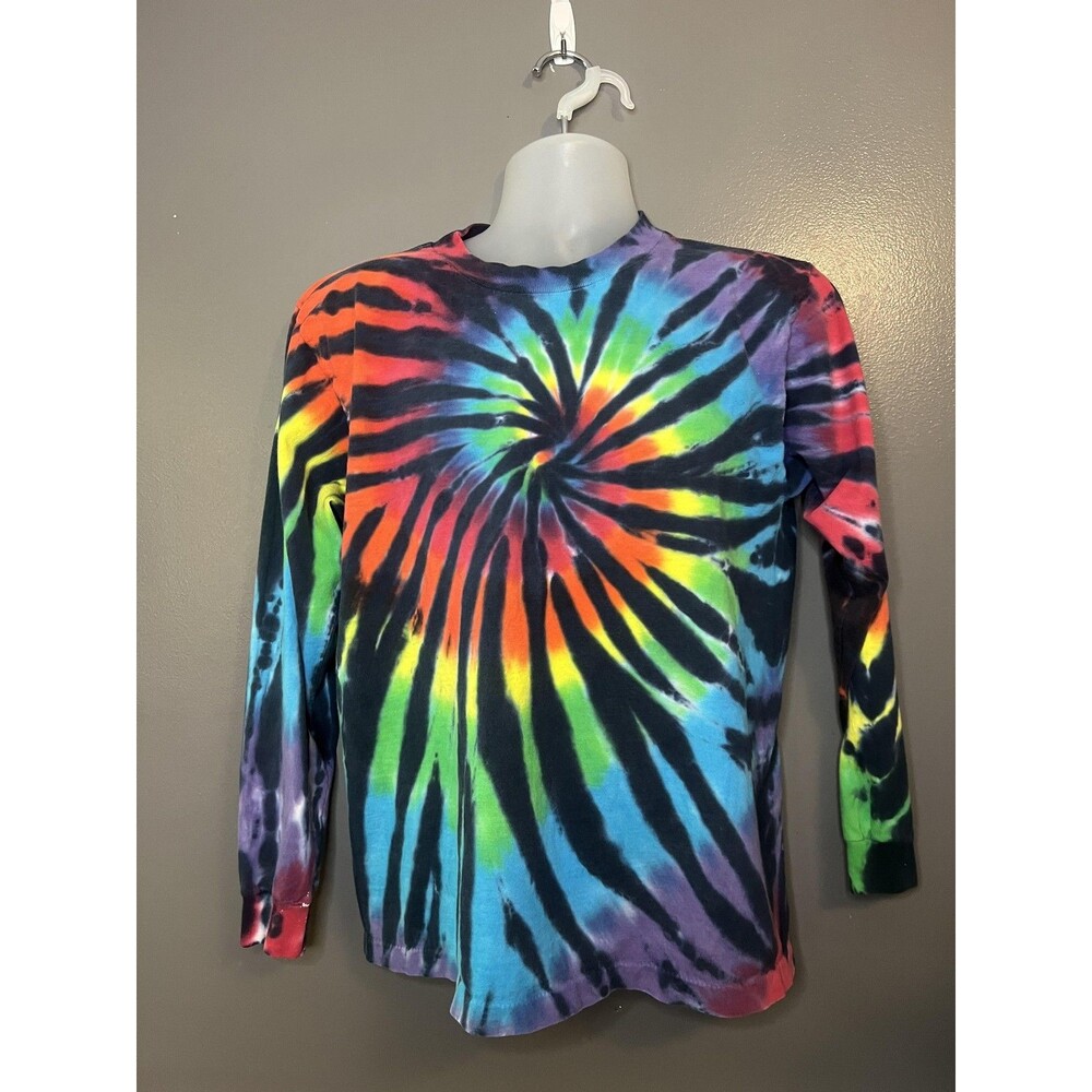 Sundog Shirt Mens Medium Rainbow Tie Dye Swirl Long Sleeve Made USA Graphic Tee